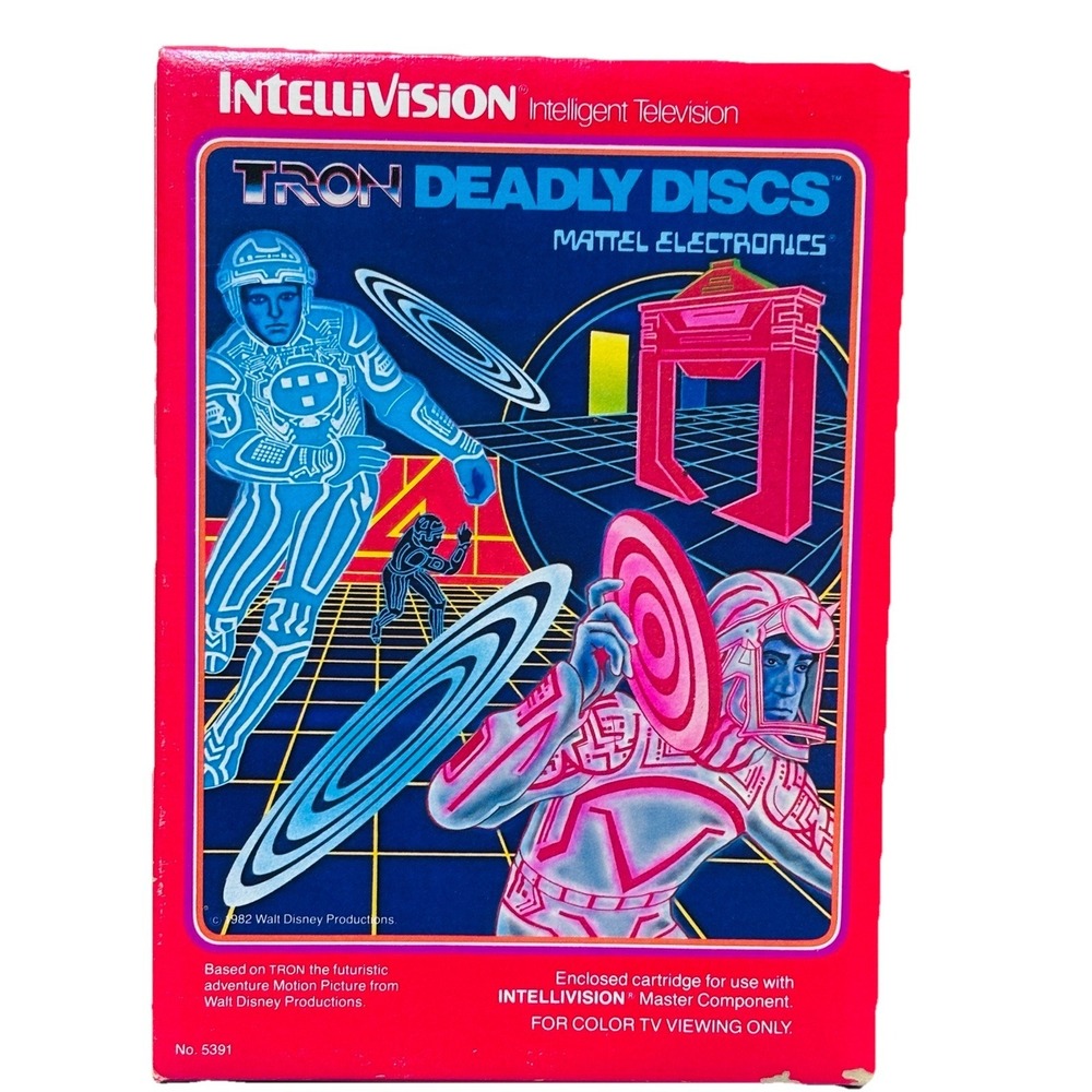 Intellivision Disney Tron Deadly‎ Discs 1982 Video Game Cartridge Mattel Retro